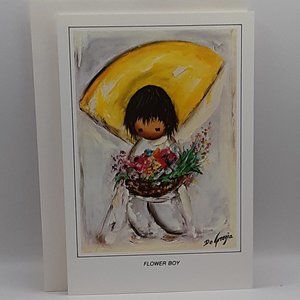 DeGrazia Flower Boy Vintage Blank Card Collectible Frameable Southwestern Art